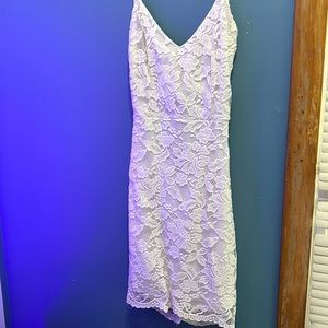 All white backless lace dress